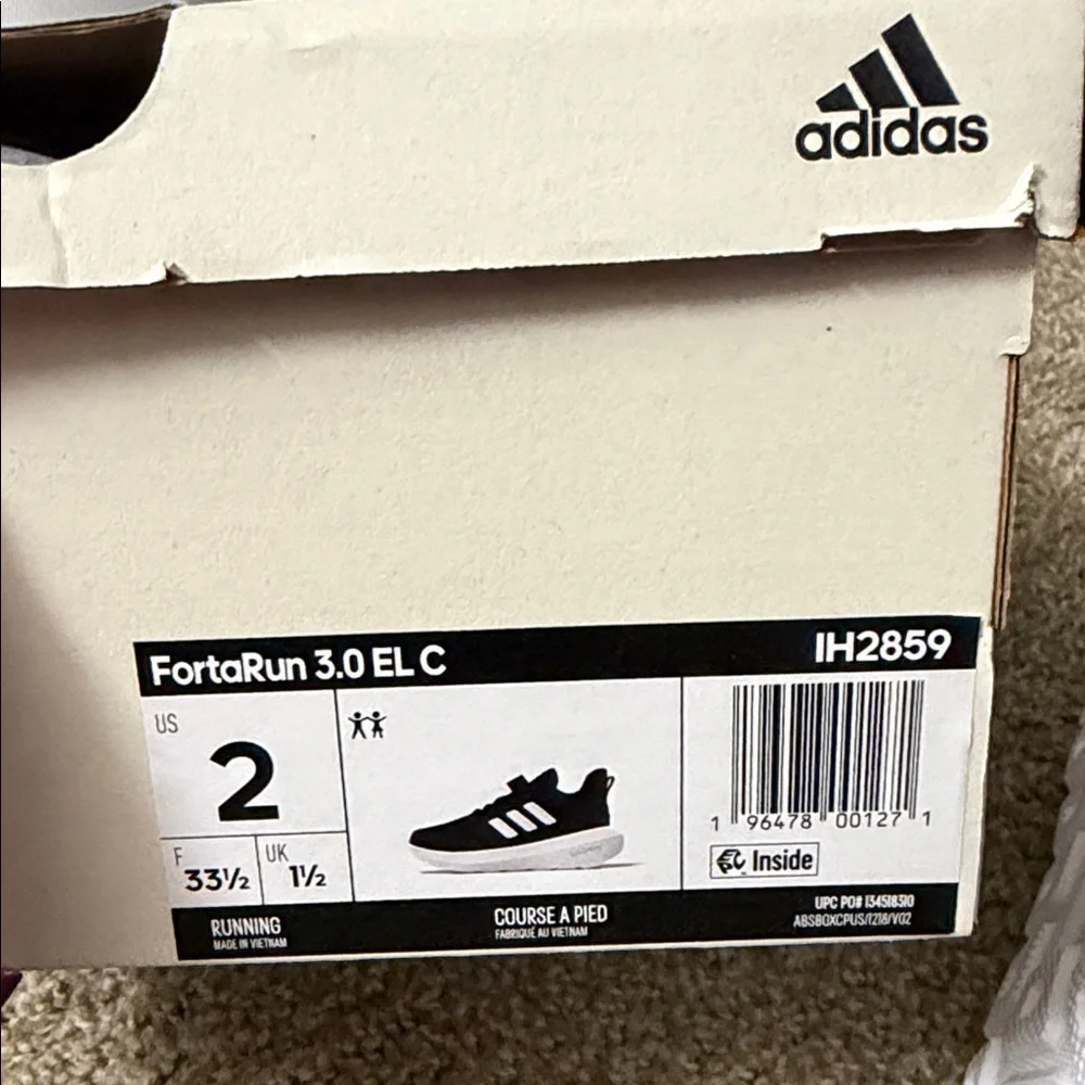 adidas Kids Black and White Sneakers - Picture 4 of 5